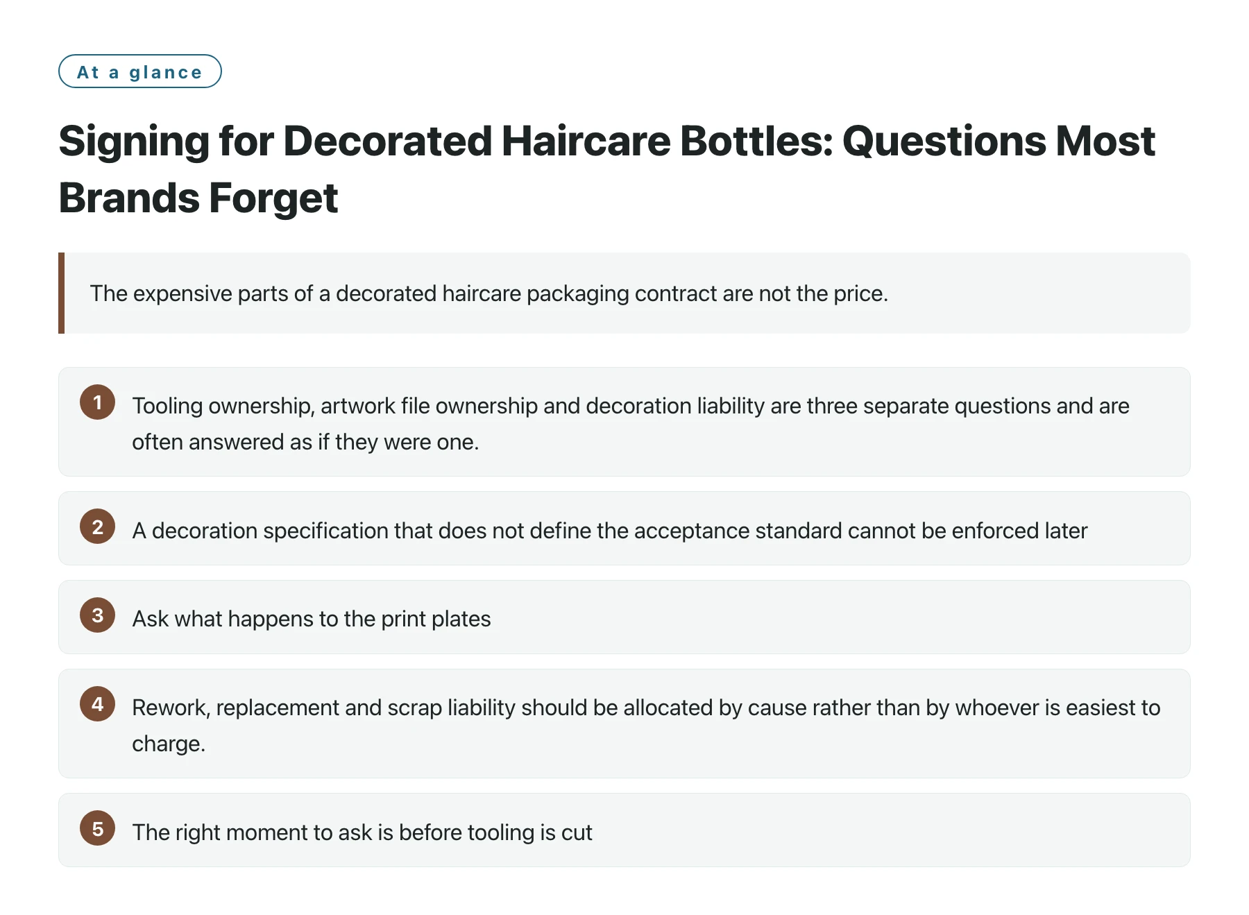 Signing for Decorated Haircare Bottles: Questions Most Brands Forget——全文要点速览